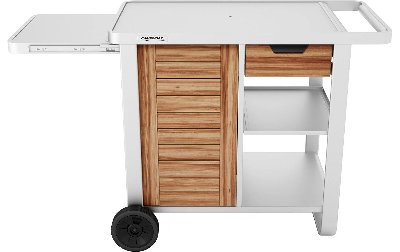 Plancha Deluxe Woody Trolley mobiler Trolley Silber Holzoptik Grills & Feuerstellen Campingaz