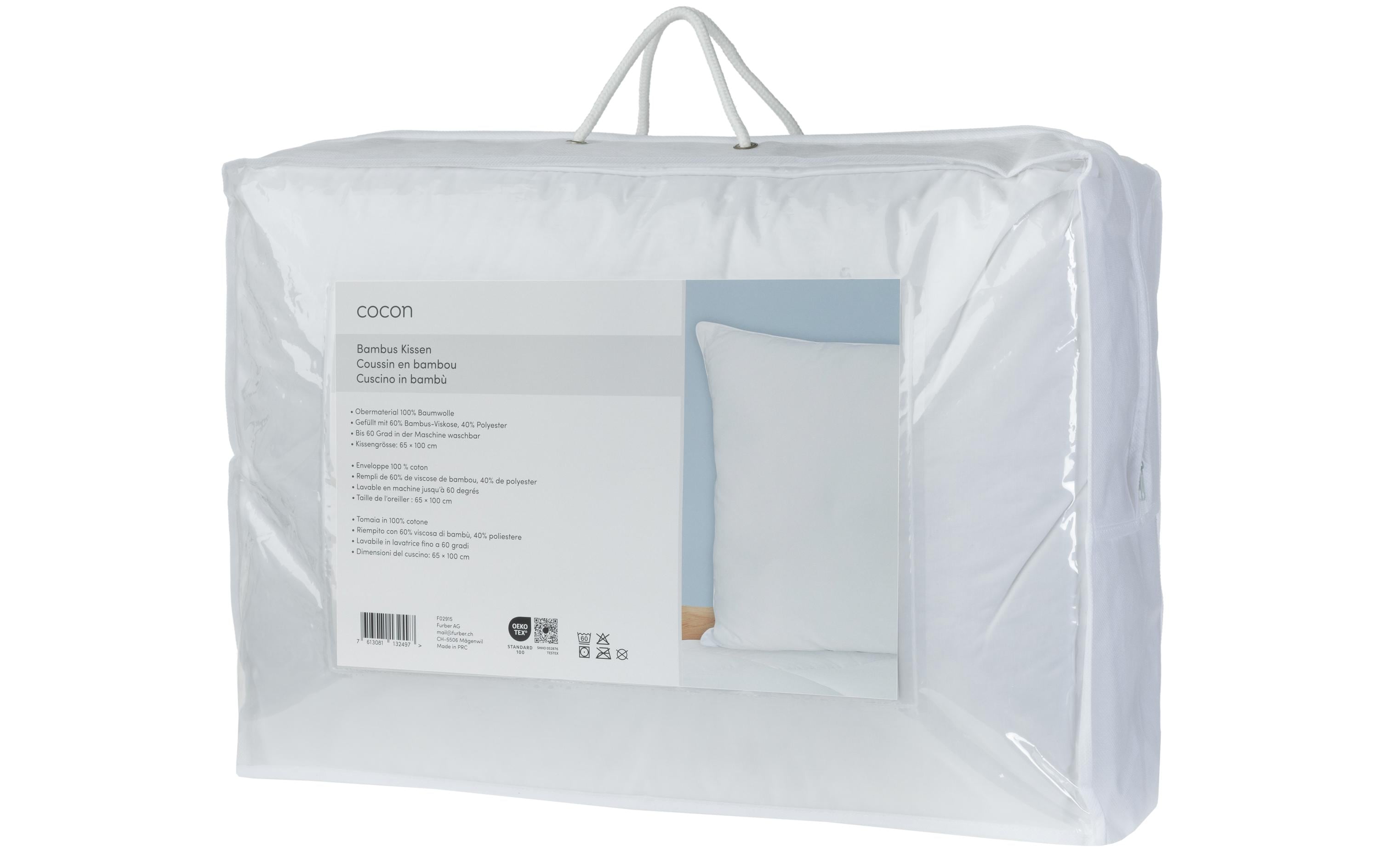 COCON, Klassisches Kopfkissen Bambus, 65 x Obermat. 100% CO, Füllung 60% BA, 40% PES