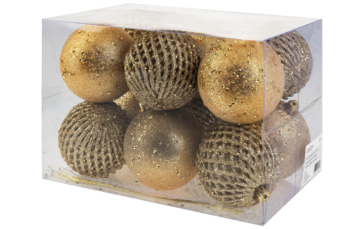 COCON Weihnachtskugel 12 Stück, Gold