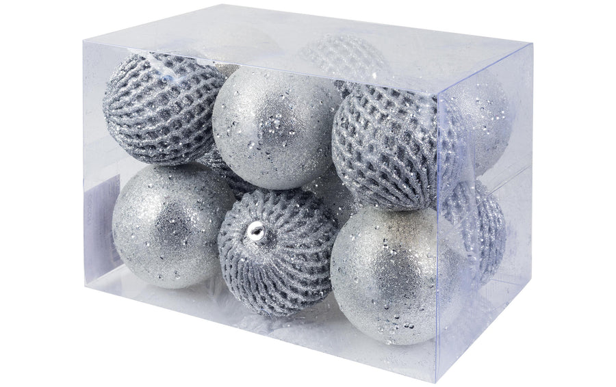 COCON Weihnachtskugel 12 Stück, Silber
