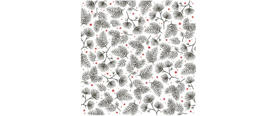 Braun + Company Weihnachtsservietten Xmas Twigs Schwarz/Weiss, 20 Stück