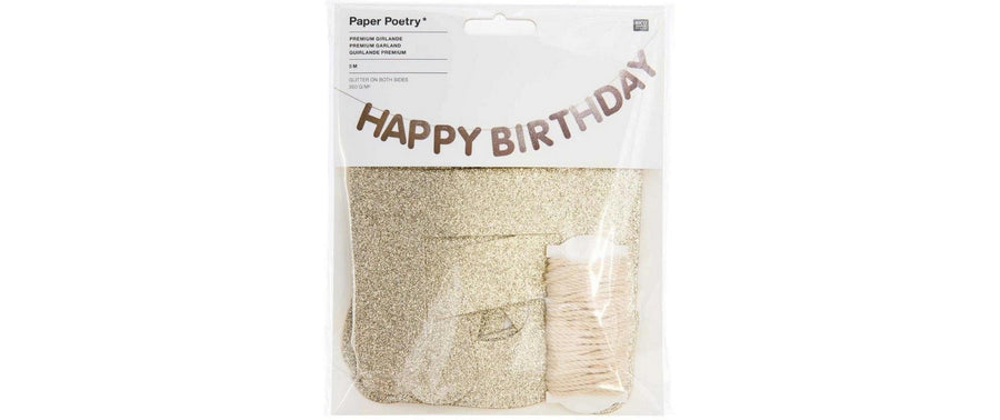 Rico Design Girlande Happy Birthday, Glitter Gold