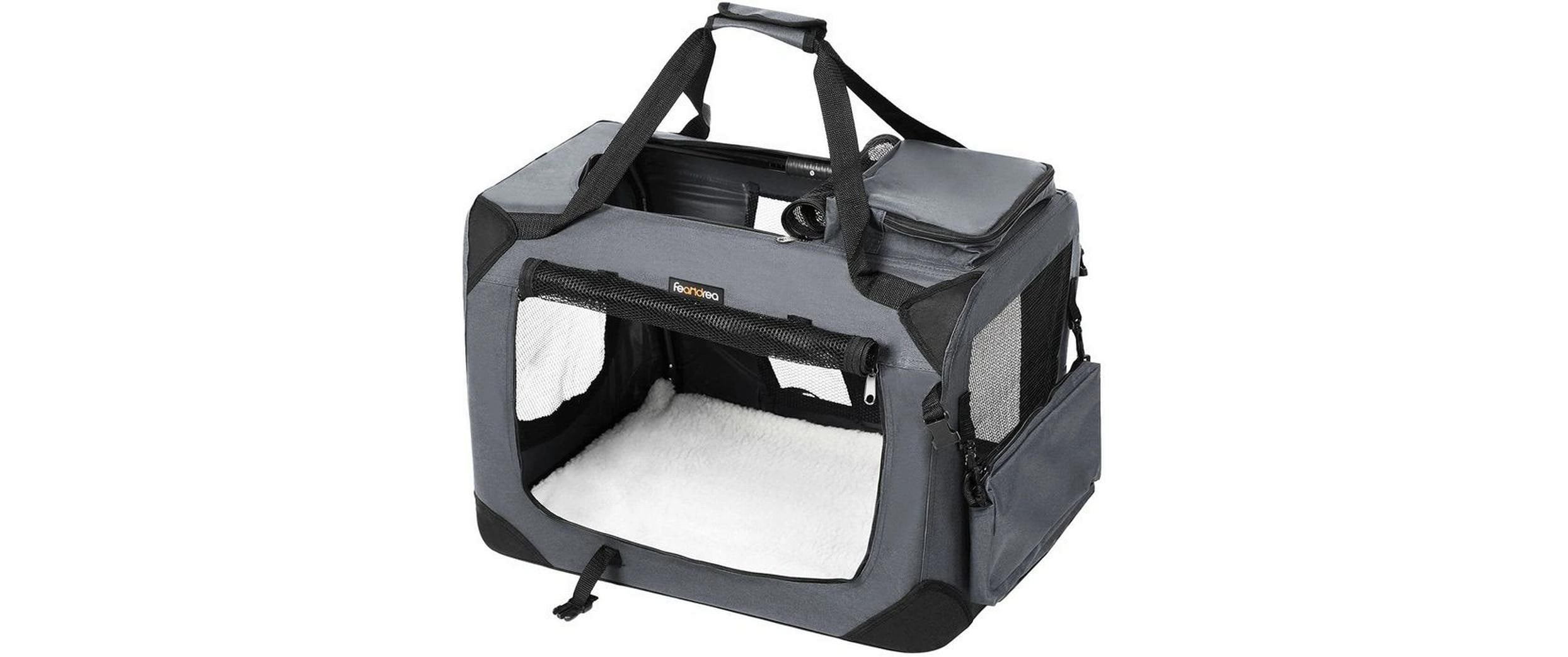 Feandrea Transportbox Grau Kunststoff L - Robuste Hundebox Sport & Freizeit > Freizeit > Zubehör Feandrea