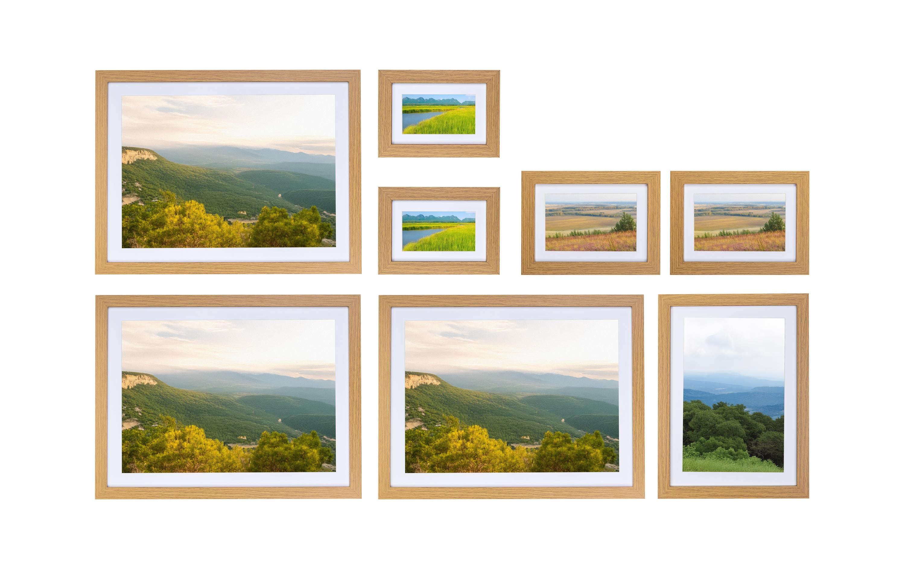 COCON, Bilderrahmen 8er-Set, Nature MDF, Kunststoff Abdeckung