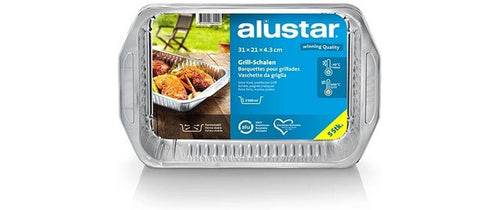 Alustar Grillschale Aluminium mit Griff 31 x 21 cm 5 Stück Grills & Feuerstellen Alustar