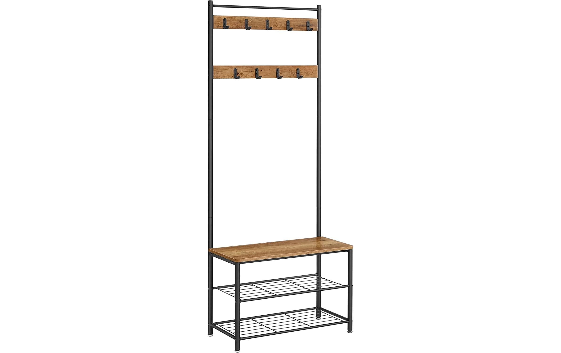 VasagleGarderobe mitSchuhregal,Braun-Schwar