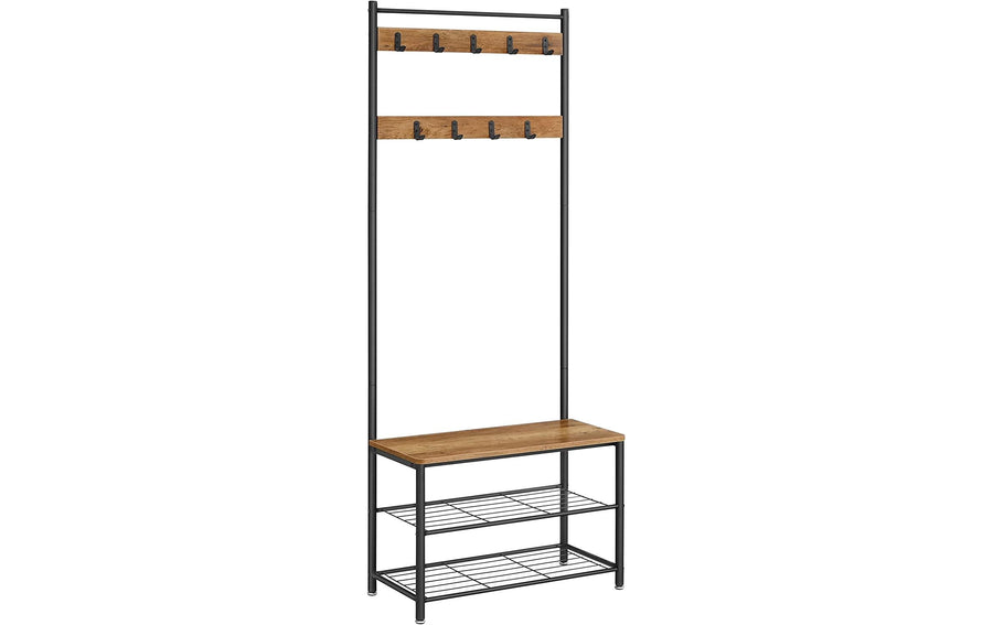 VasagleGarderobe mitSchuhregal,Braun-Schwar