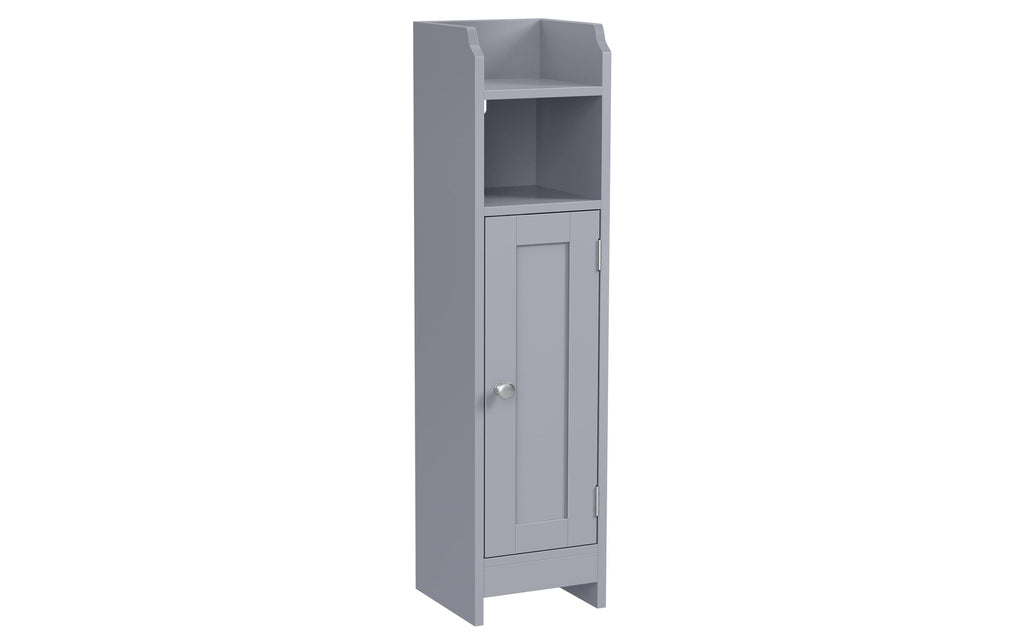 Vasagle Schrank schmal mit Tür Grau 18x20x80 cm Mitteldichte Holzfaserplatte (MDF), Grundmaterial: Holz