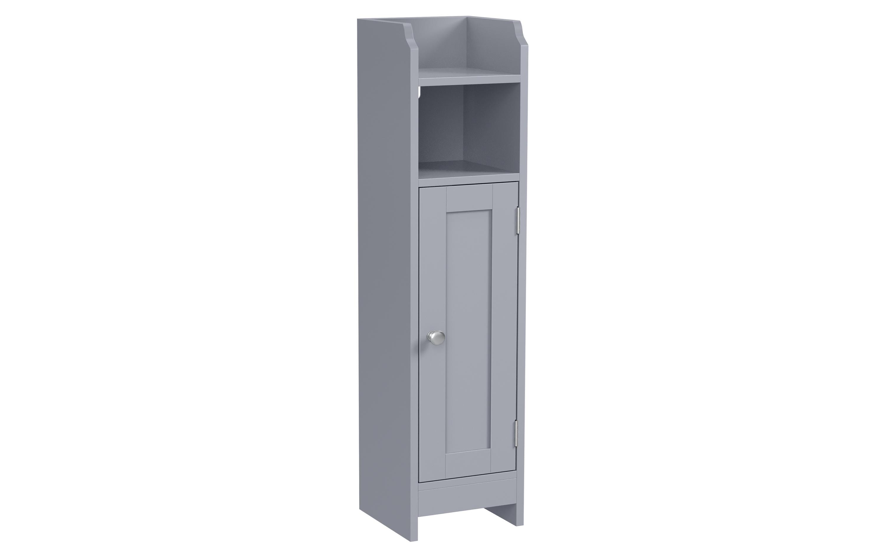 Vasagle Schrank schmal mit Tür Grau 18x20x80 cm Mitteldichte Holzfaserplatte (MDF), Grundmaterial: Holz