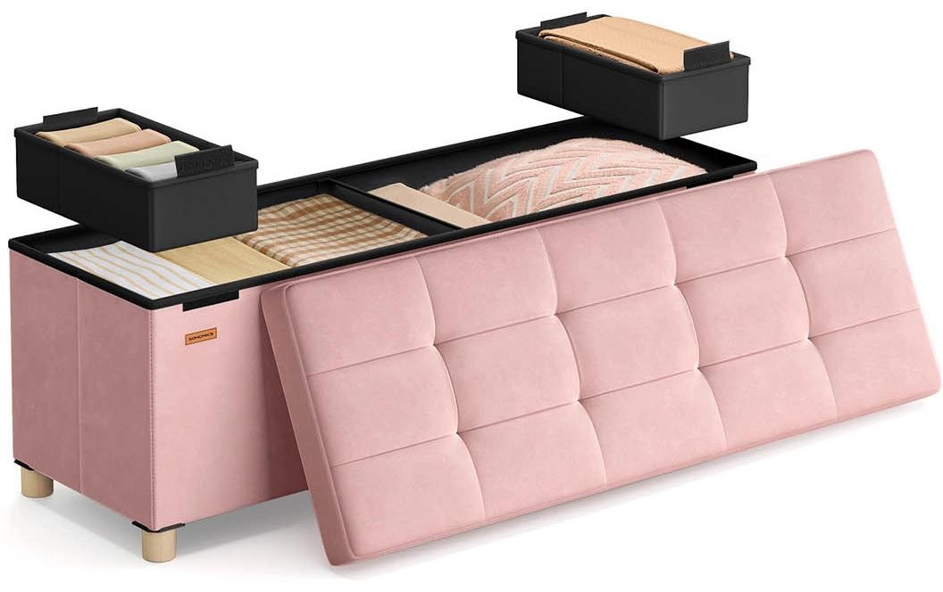 Sitztruhe Ottomane 110 x 40 cm Rosa von Songmics
