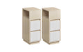 Vasagle Nachttisch -, 2er Set Weiss/Natur