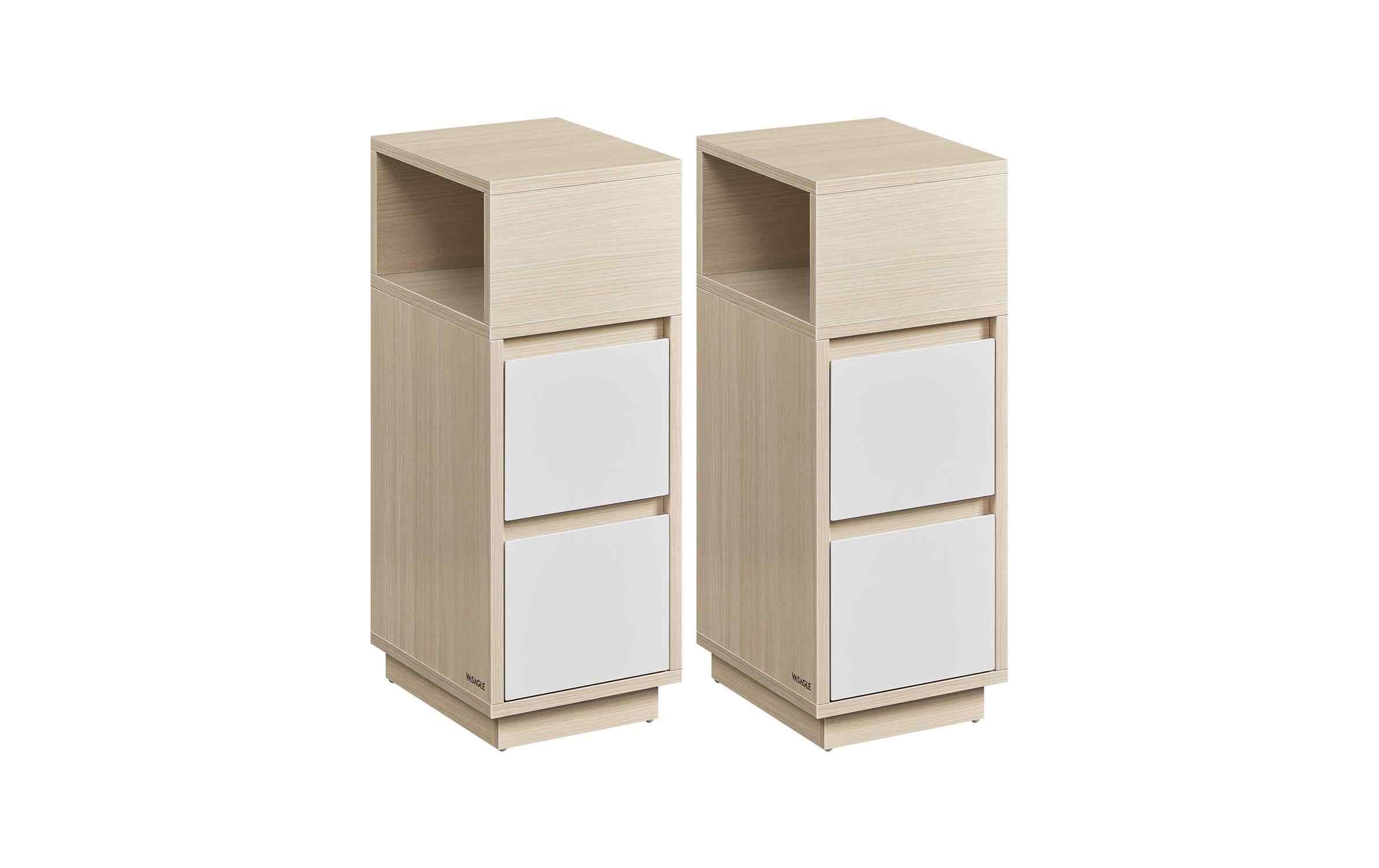 Vasagle Nachttisch -, 2er Set Weiss/Natur