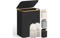 Songmics Wäschekorb Schwarz, 130 L 52x38.5x70.5cm, Bambus,Oxford, Glasfaser