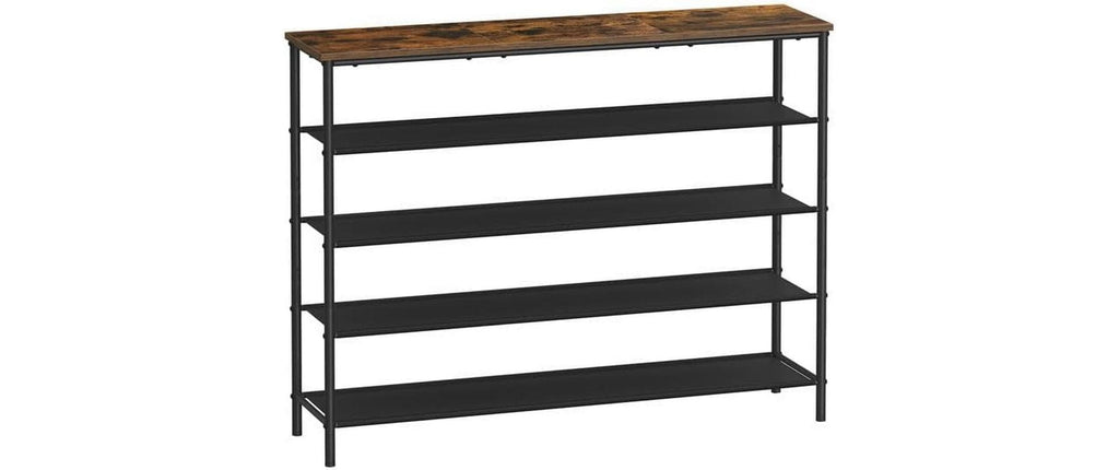 Vasagle Schuhgestell, 4 Ablagen, Holz,Eisen Schwarz/Braun