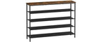 Vasagle Schuhgestell, 4 Ablagen, Holz,Eisen Schwarz/Braun