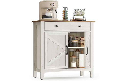 VASAGLE Kommode 80 x 40 x 80 cm Weiss/Beige