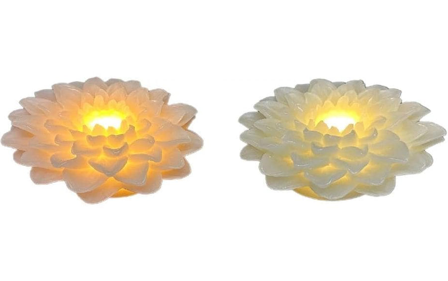 Dameco LED Wachskerze Rose Blüte 2er Set rosa und türkis grün