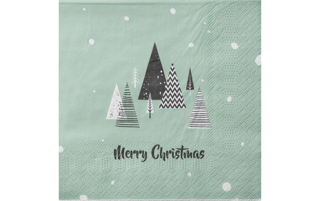 Weihnachtsservietten Tannen Aus Papier In Gold-Weiss