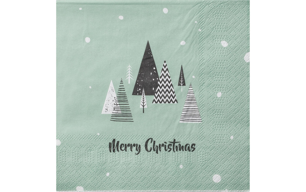 Weihnachtsservietten Tannen Aus Papier In Gold-Weiss