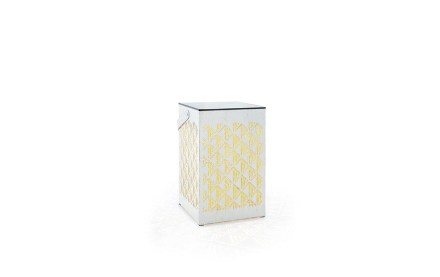 STT Laterne Muster Recharge USB, 24.5 cm, Weiss/Gold