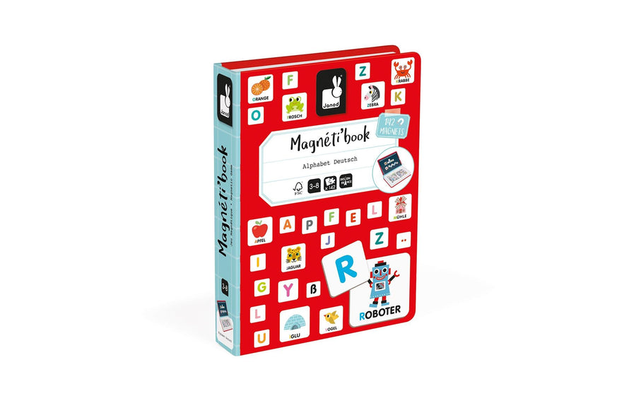 Janod Beschäftigungsspielzeug Magnetbuch Alphabet -DE-