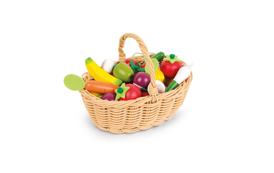 Janod Spiel-Lebensmittel Obst- und Gemüsekorb 24-teilig