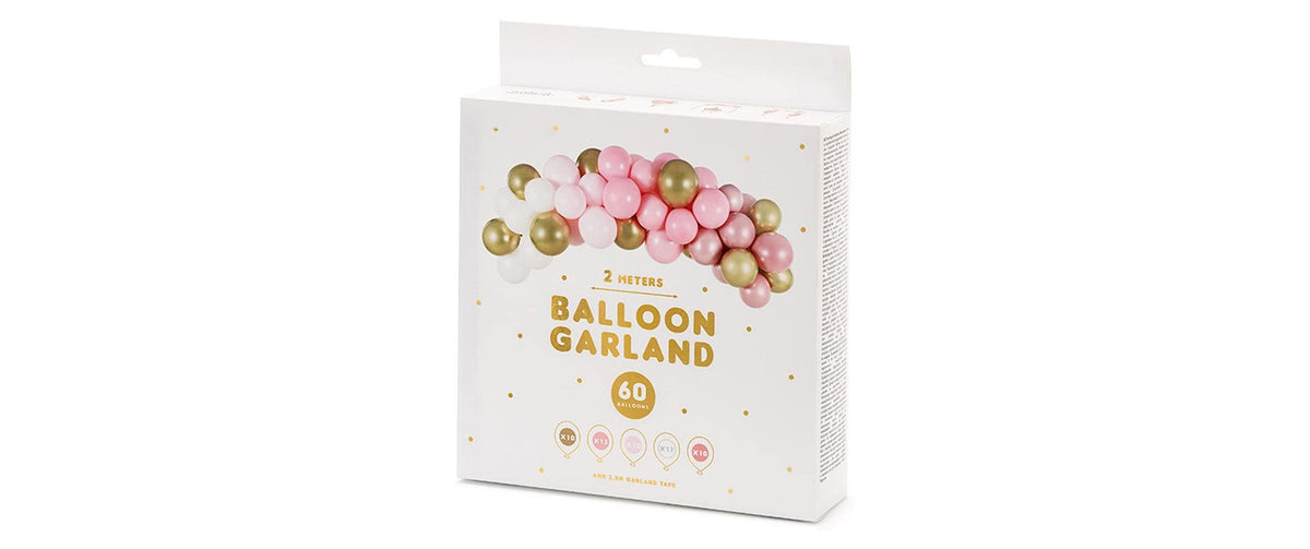Partydeco Luftballon Girlande Pink 2 m, 60 Ballons