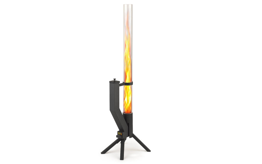 Gardenflare Feuerrohr Ambiente aus Borosilikatglas Schwarz 130 cm Grills & Feuerstellen Gardenflare