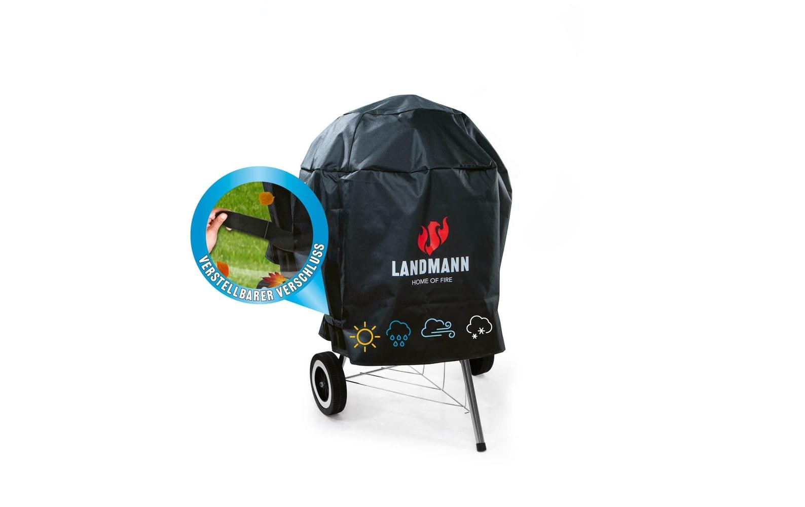 LANDMANN Wetterschutzhaube Premium Schwarz Polyester 90x70x70cm Grills & Feuerstellen Landmann
