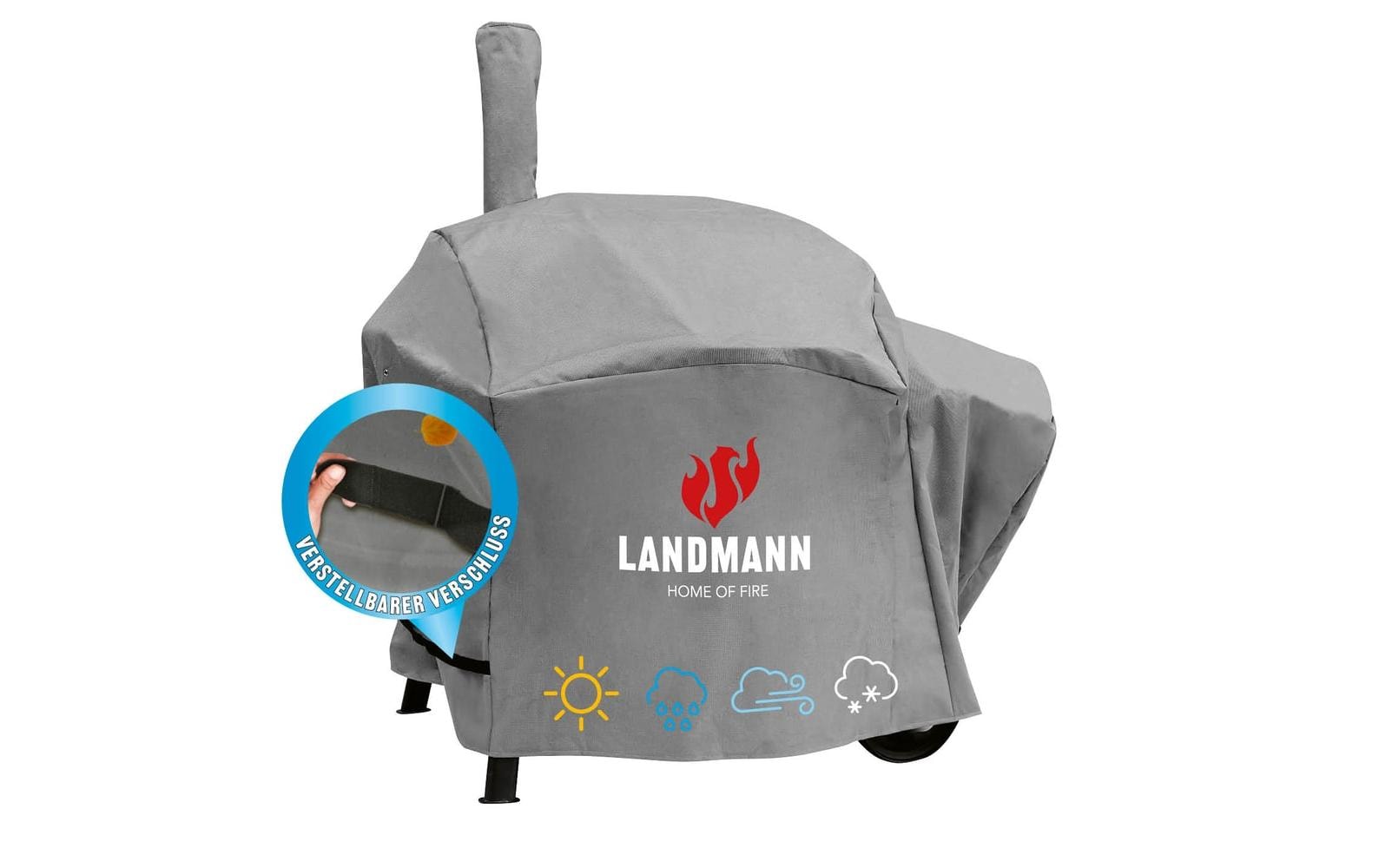 LANDMANN Wetterschutzhaube Premium Grau Polyester 130x126x85cm Grills & Feuerstellen Landmann