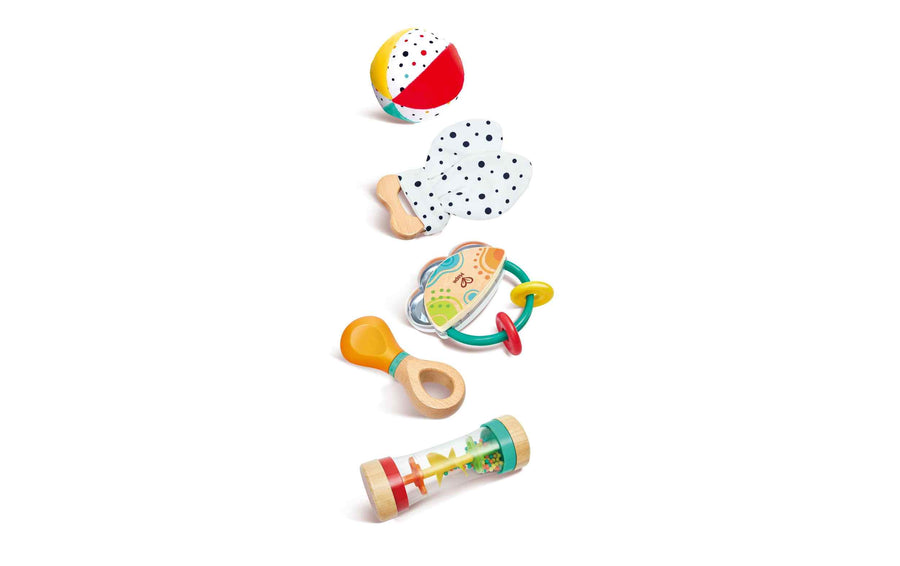 Hape Musikspielzeug 5-in-1-Baby-Sensorik-Set 5-tlg