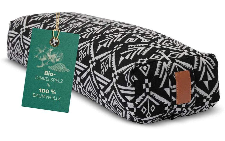 DoYourYoga Yoga-Bolster Paravati Bio-Dinkelspelz, Schwarz/Weiss