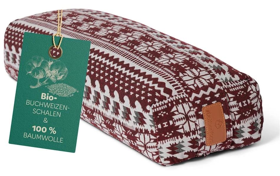 DoYourYoga Yogabolster Paravati Rechteck Style 9 rot-weiß Buchweizen