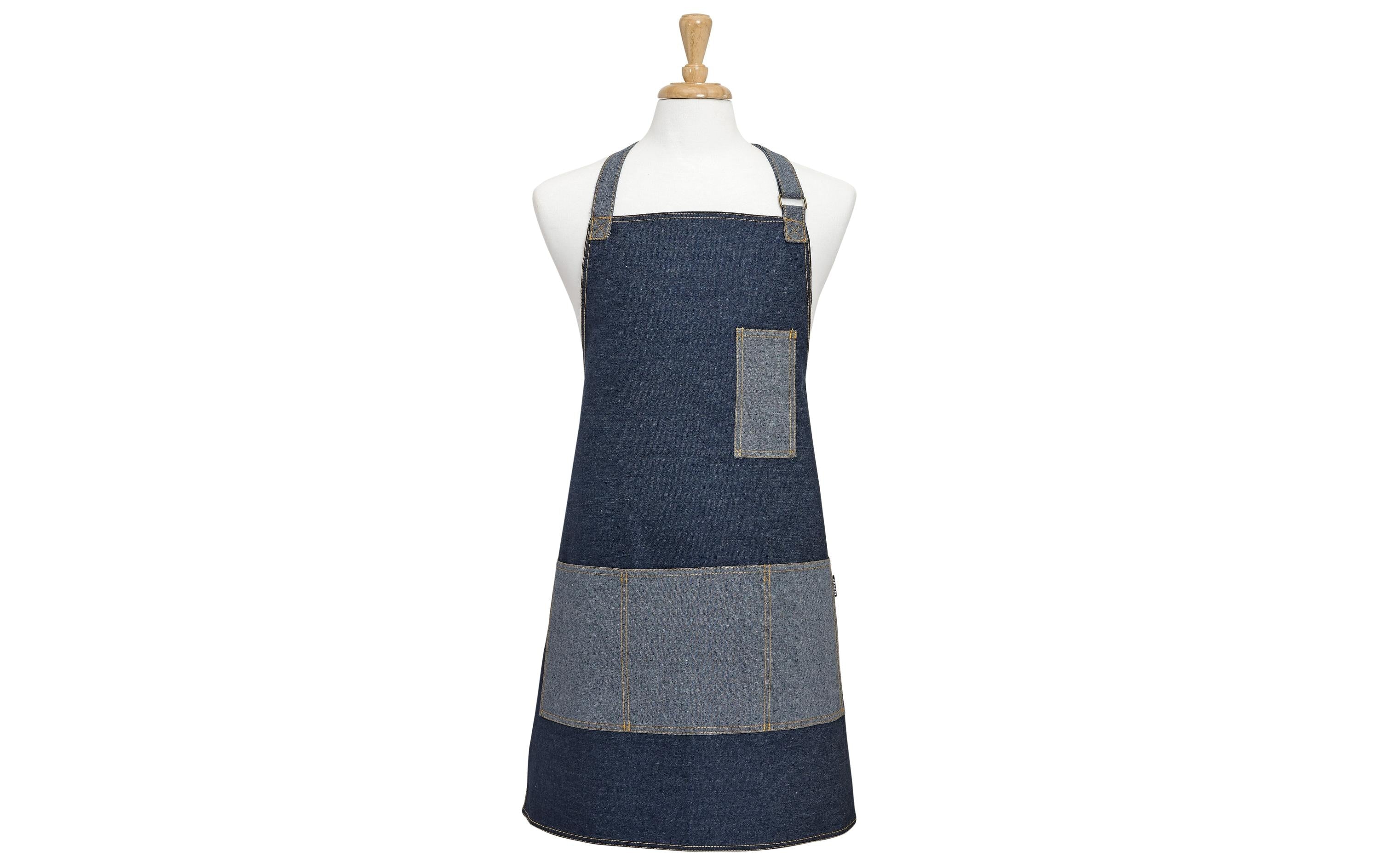 LADELLE Küchenschürze Denim Baumwolle Blau 70x80 cm Grills & Feuerstellen Ladelle