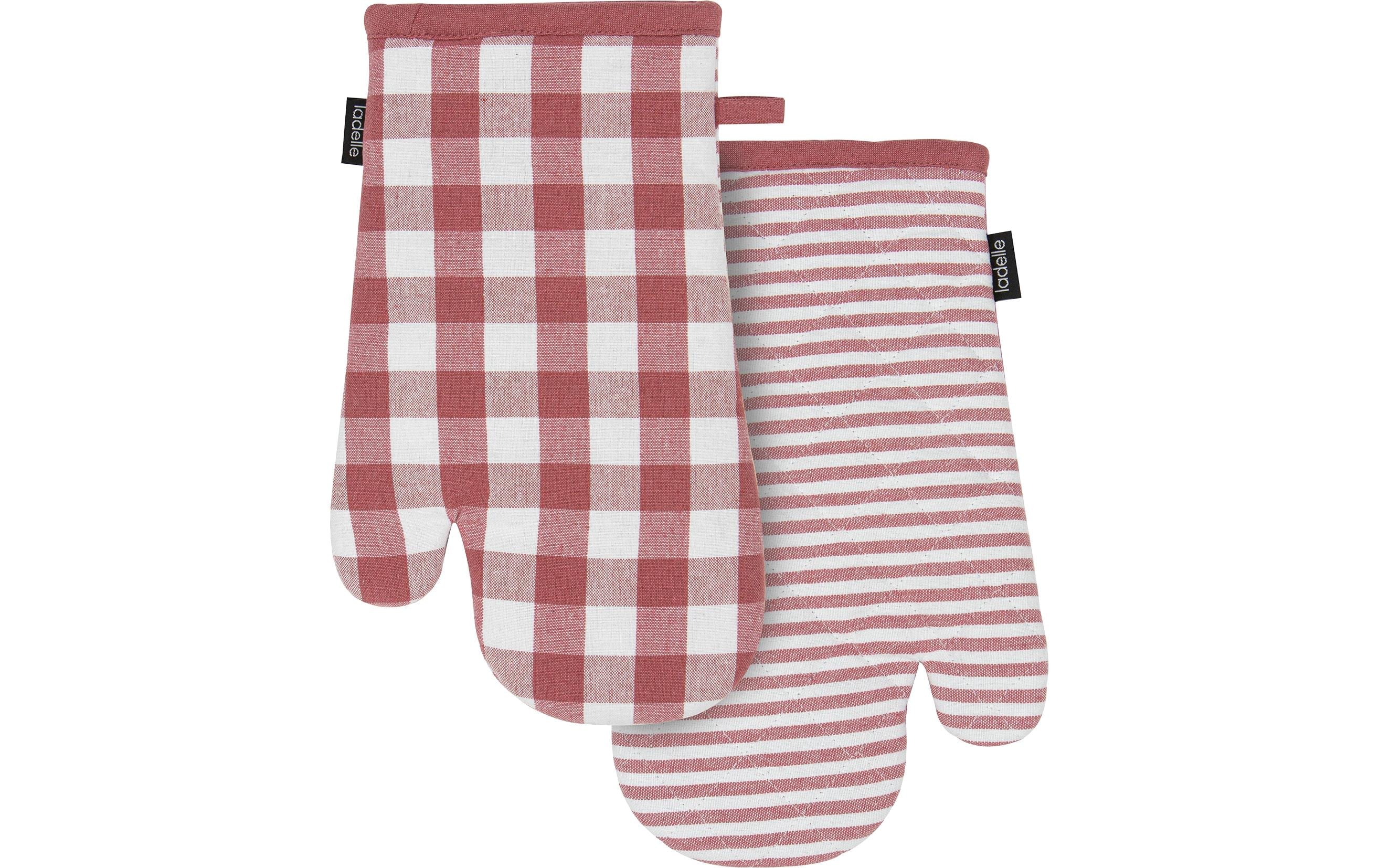 LADELLE Ofenhandschuh Polyester Rot-Weiß – 2 Stück, Küche Grills & Feuerstellen Ladelle
