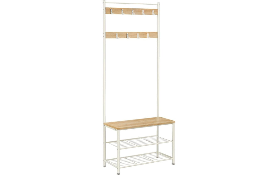 Vasagle Garderobe Weiss-Nature,Holz, Metall