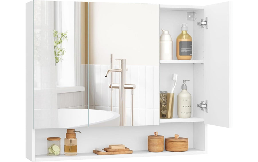 VASAGLE Spiegelschrank Weiss, 90 x 16.5 x 75 cm