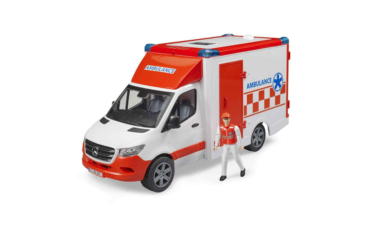 Bruder Spielwaren Rettungsfahrzeug MB Sprinter Ambulanz mit Fahrer