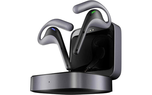 TimeKettle W4 Pro AI Übersetzer-Ohrhörer mit Ladeetui in dunklem Metallicton