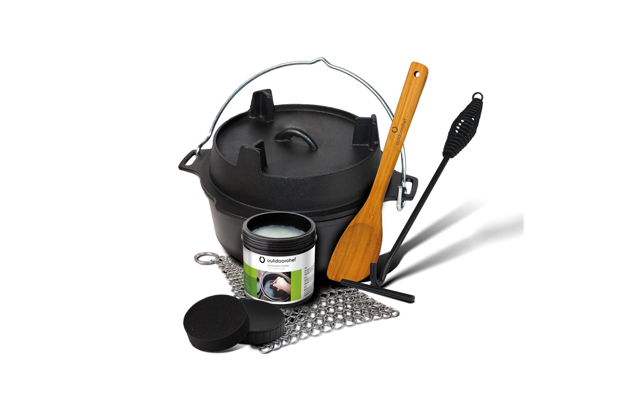 Gusseisen Dutch Oven 3,8L Schwarz für Ofen und Feuer Grills & Feuerstellen Outdoorchef