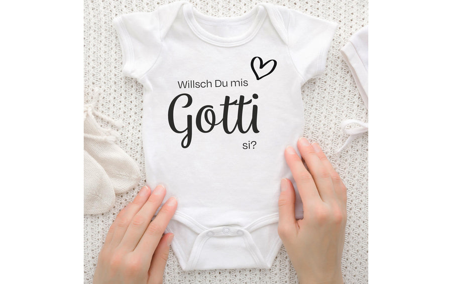 Trendcompany Babybody Willsch du Gotti, 62/68, Weiss