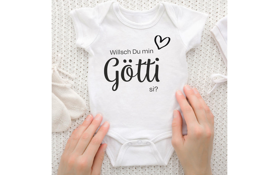 Trendcompany Babybody Willsch du Götti, 62/68, Weiss