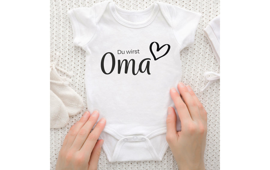 Trendcompany Babybody Du wirst Oma, 62/68, Weiss