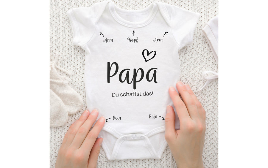 Trendcompany Babybody Papa du schaffst das, 62/68, Weiss