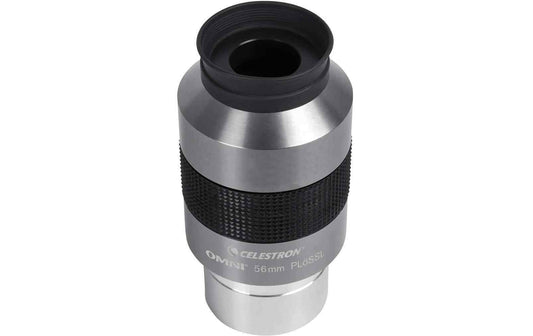 Celestron Omni-Okular 56 mm mit schwarzer geriffelter Grifffläche und silbernem Gehäuse