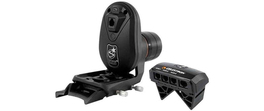 Celestron StarSense AutoAlign mit schwarzem Ausrichtungsgerät und separater Halterung