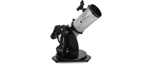 Celestron SSE 130-mm-Tisch-Dobson-Teleskop mit silbernem Tubus und schwarzer Montierung