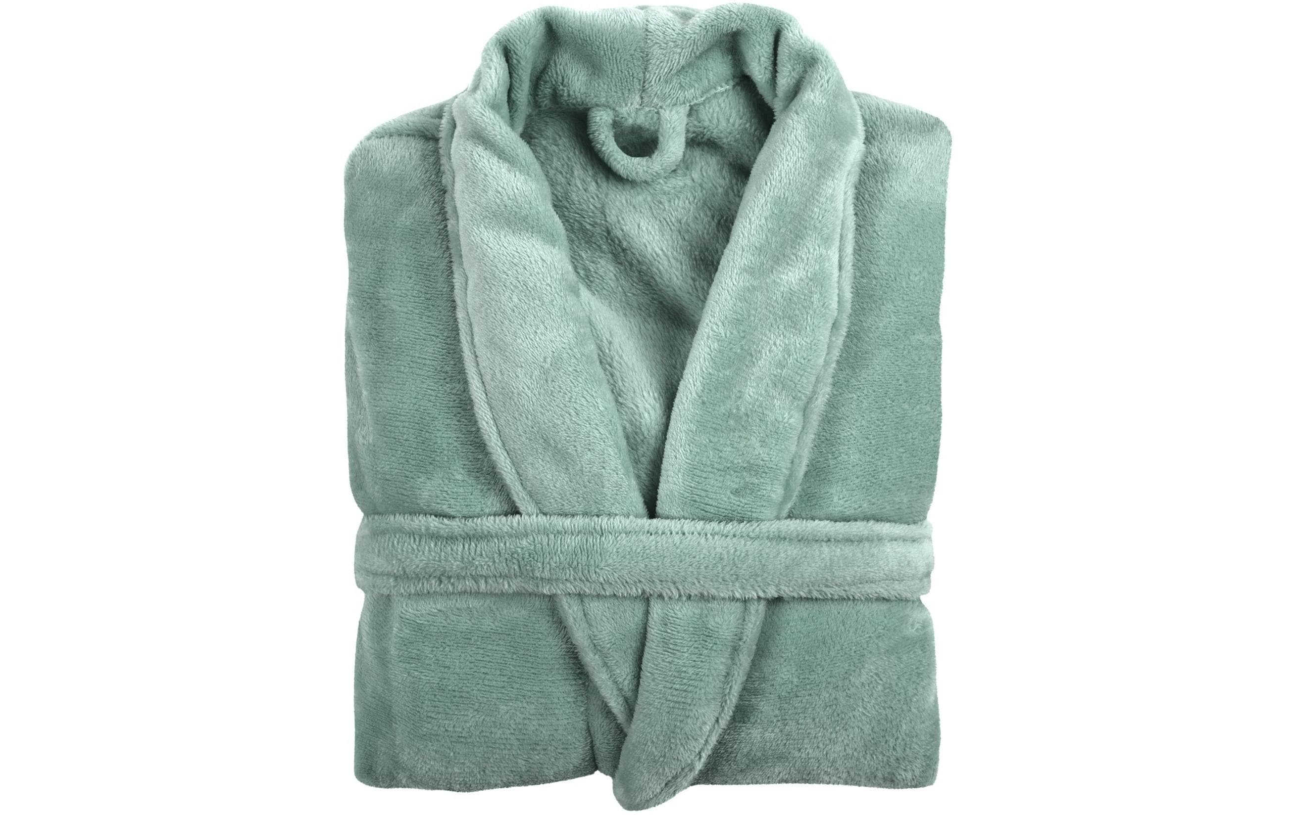 Tiseco Bademantel COSY unisex grün S/M Mikroflanell