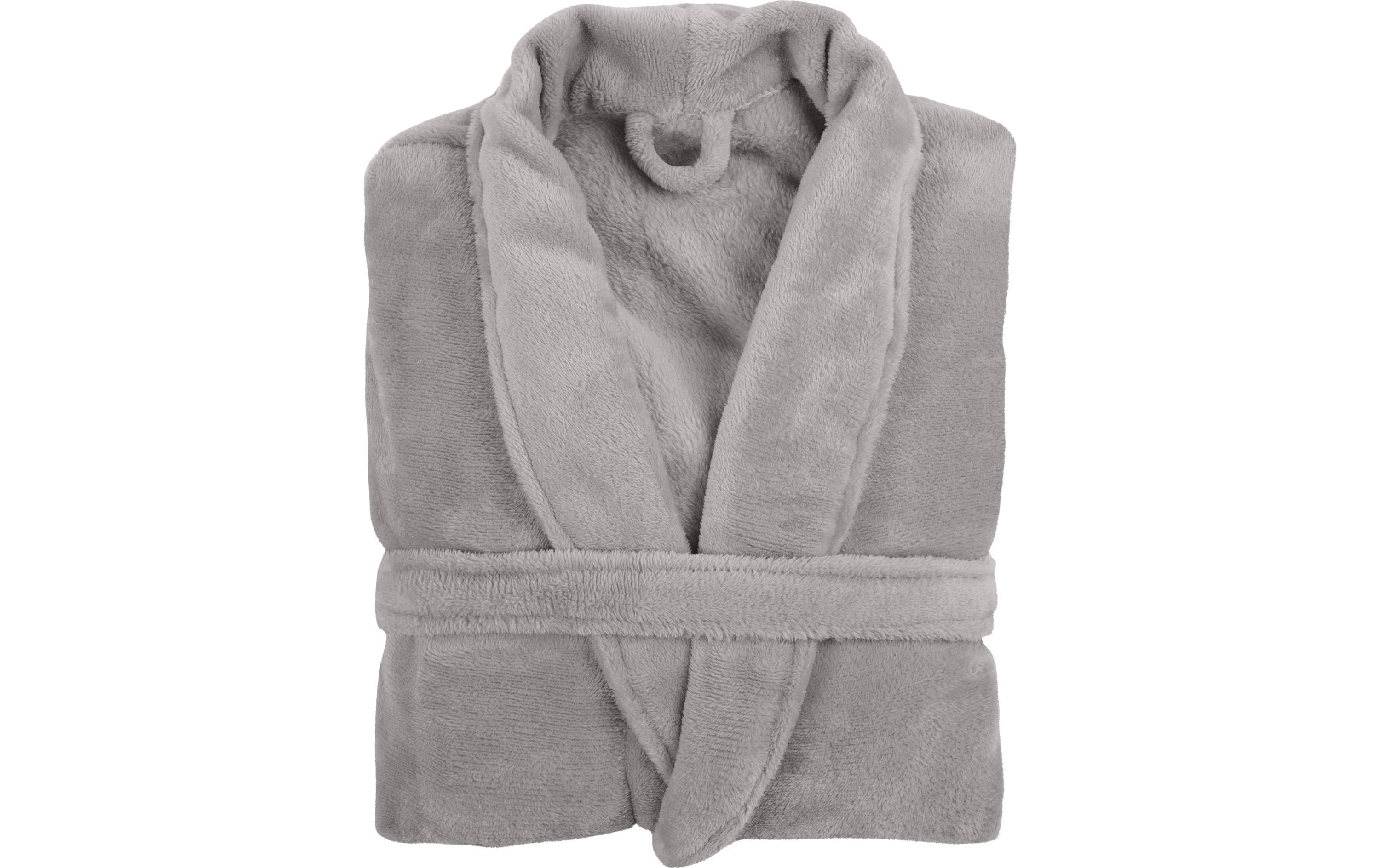 Tiseco Bademantel COSY grau L/XL Mikroflanell