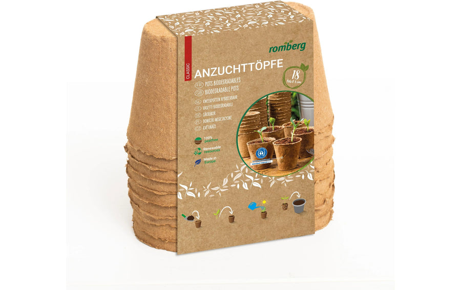 Romberg Aufzuchttöpfe 18 Stück, 8 cm rund
